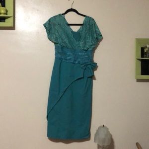 Bettie Page 40’s 50’s Style turquoise wiggle dress
